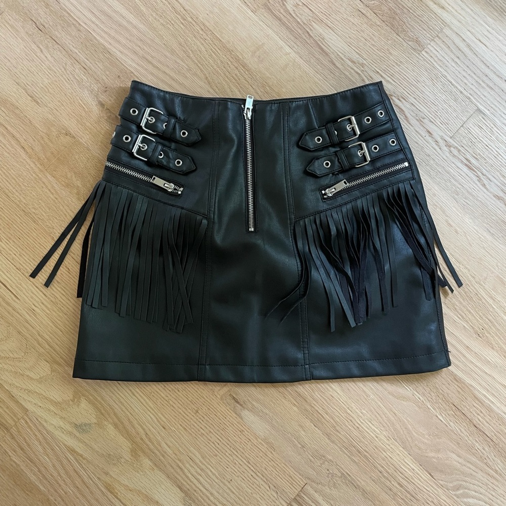 Forever 21 Faux Leather Fringe Skirt